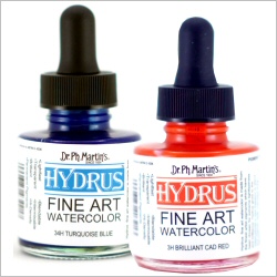 Dr Ph Martin's Watercolours. Hydrus, Radiant Concentrated and Synchromatic  Transparent.